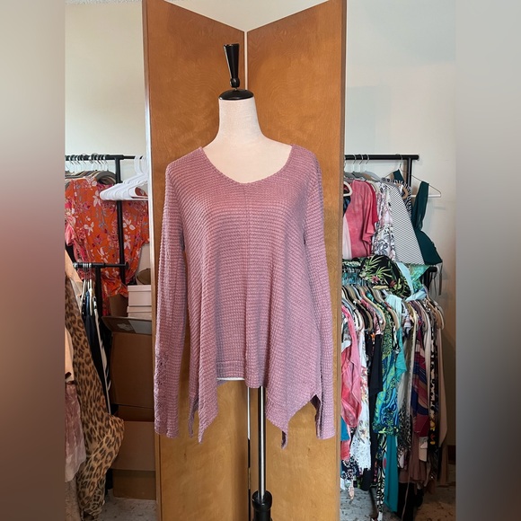 Sweaters - Dusty Rose Waffle Knit V-Neck Sweater